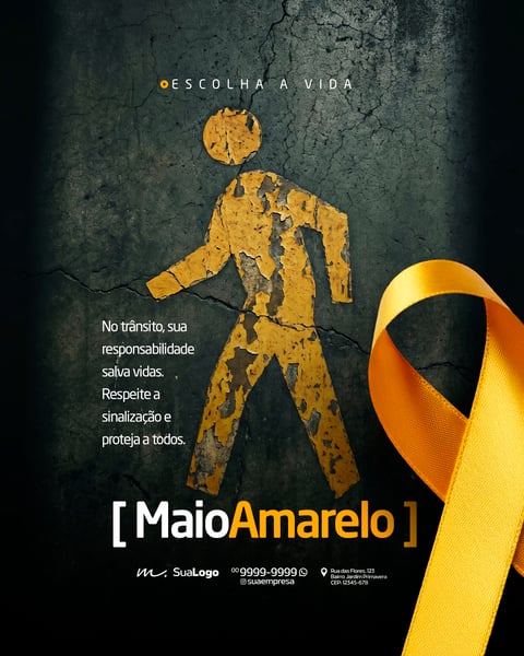 CAMPANHA DE CONSCIENTIZAÇÃO TRÂNSITO MAIO AMARELO SOCIAL MEDIA PSD EDITÁVEL 1