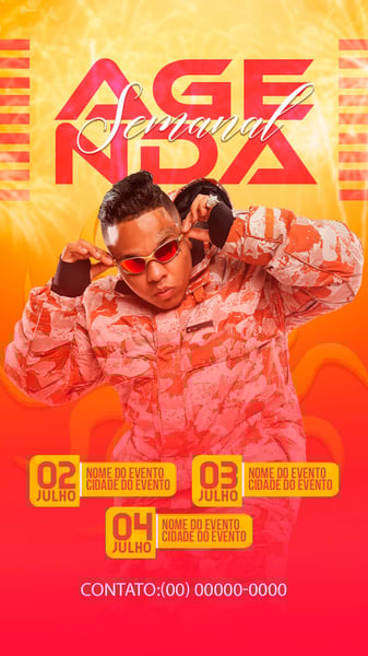 FLYER ARTISTA AGENDA DE SHOWS SEMANAL STORIES