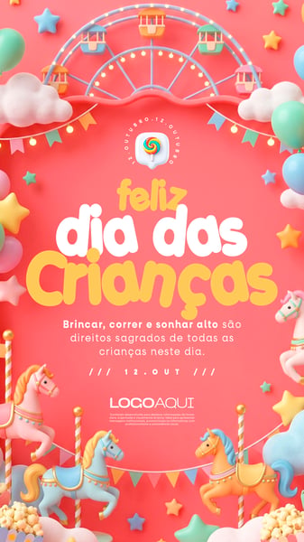 DIA DAS CRIANÇAS PARQUE DE DIVERSÕES SOCIAL MEDIA FLYER PSD EDITÁVEL STORY