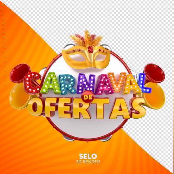 SELO 3D SUPERMERCADO CARNAVAL DE OFERTAS PNG