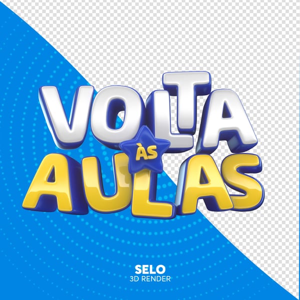 SELO 3D VOLTA ÀS AULAS ESCOLA PNG