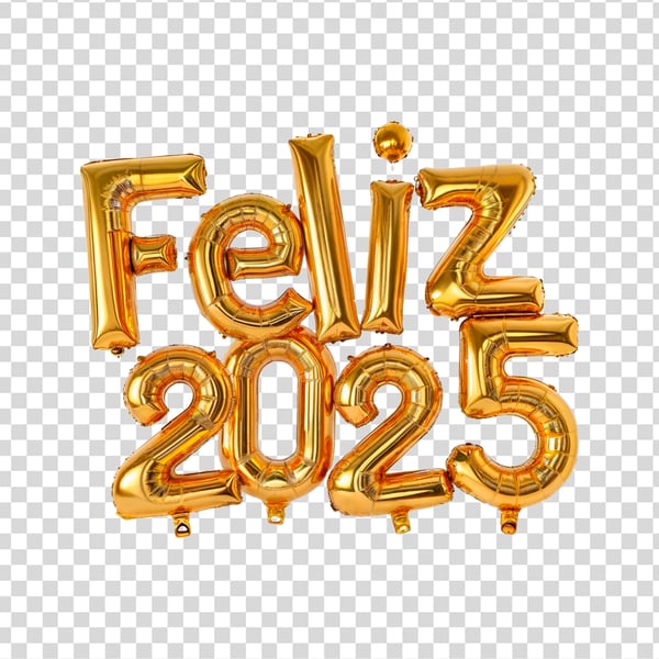 TEXTO FELIZ ANO NOVO 2025 ELEMENTO 3D PNG