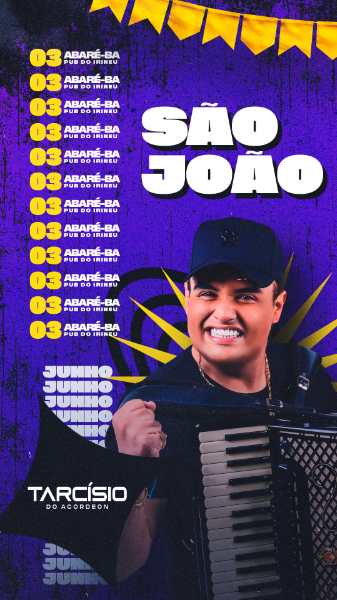 AGENDA DE SÃO JOÃO TARCÍSIO DO ACORDEON STORIES PSD EDITÁVEL