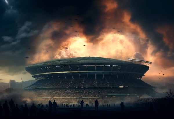 FOTO DE ESTÁDIO REALISTA COM FUMAÇA EM 4K
