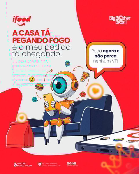 POST FEED BBB FAMOSOS MODERNO VERMELHO BRANCO PSD EDITÁVEL