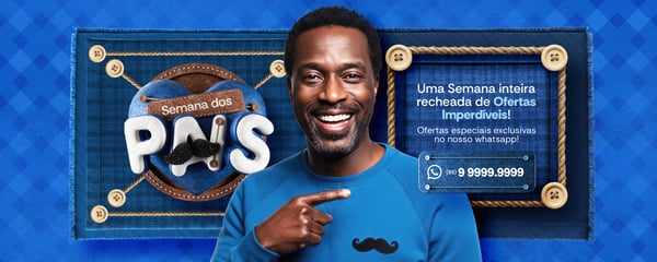 CAMPANHA SEMANA DOS PAIS SELO 3D CAPA SOCIAL MEDIA PSD EDITÁVEL