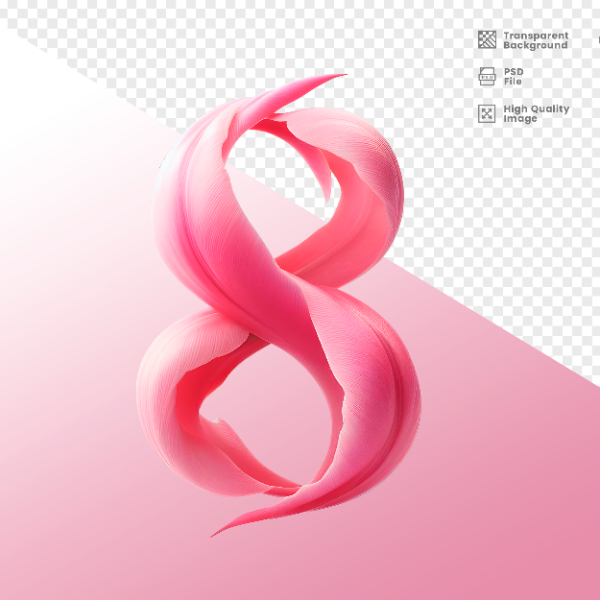 DIA DA MULHER -  ELEMENTO 3D NÚMERO 8 PARA COMPOSIÇÃO