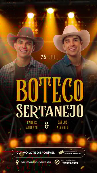 FLYER PARA EVENTO SHOW ARTISTA SERTANEJO PSD EDITÁVEL STORY 4