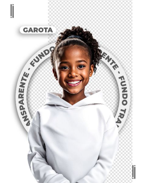 GAROTA COM MOLETON BRANCO | IMAGEM SEM FUNDO | PSD EDITÁVEL