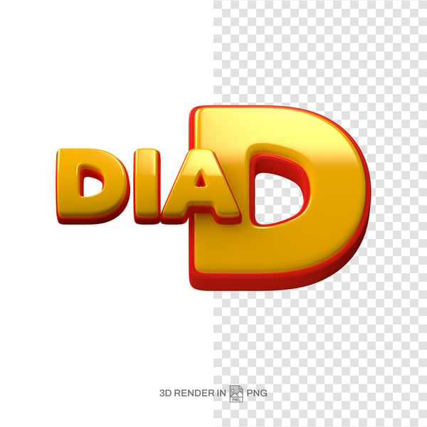 3D RENDER LETTERING DIA D POSITION TWO RED YELLOW