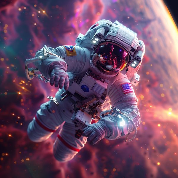 ASTRONAUTA NA ESPAÇO | COM LUZES NEON | FAÍSCAS | IMAGEM BACKGROUND