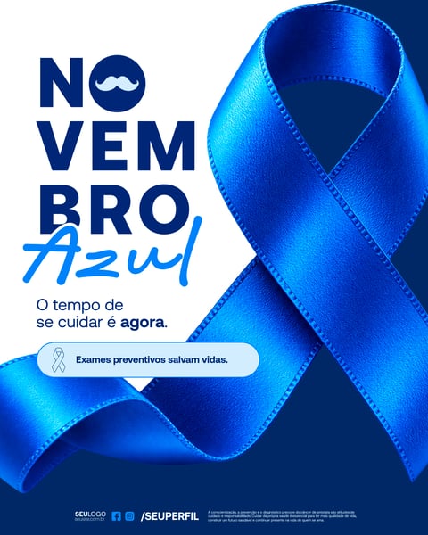 Banner Campanha Novembro Azul Prevenção Câncer De Próstata Saúde Homem Social Media PSD Editável