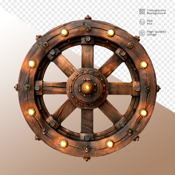 RODA DE MADEIRA COM LUZ - ELEMENTO 3D PARA COMPOSIÇÃO - WOOD