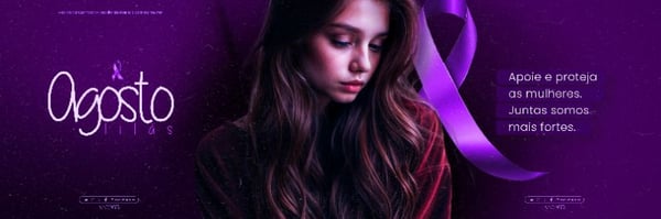 AGOSTO LILÁS CAMPANHA MÊS DA CONSCIENTIZAÇÃO PELO FIM DA VIOLÊNCIA CONTRA A MULHER SOCIAL MEDIA FLYER PSD EDITÁVEL