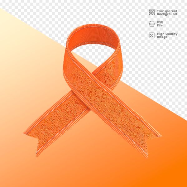 ELEMENTO 3D PARA COMPOSIÇÃO FITA LARANJA LUTA CONTRA O CÂNCER