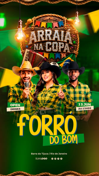 ARRAIÁ NA COPA DO MUNDO BRASIL FESTA JUNINA FORRÓ SERTANEJO EVENTO SHOW SÃO JOÃO STORY