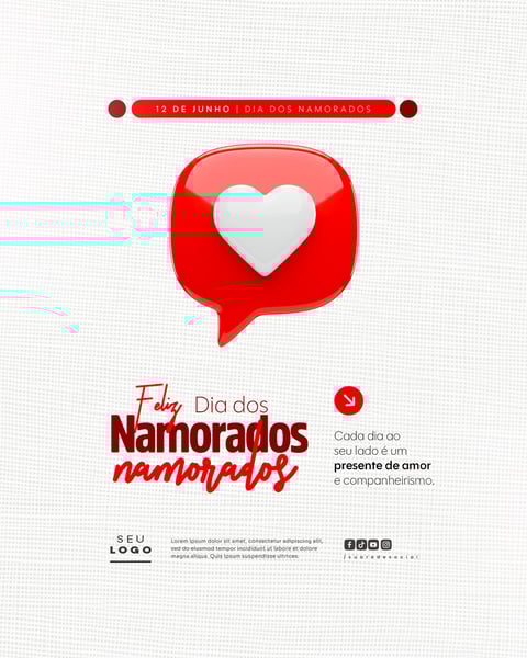DIA DOS NAMORADOS 12 DE JUNHO SOCIAL MEDIA FEED EDITÁVEL