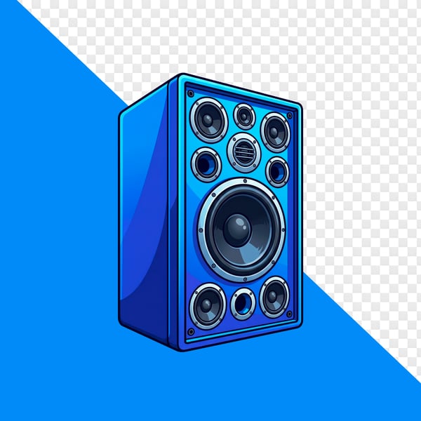ALTOFALANTE MODERNO COM DESIGN ILUSTRADO EM TONS VIBRANTES DE AZUL