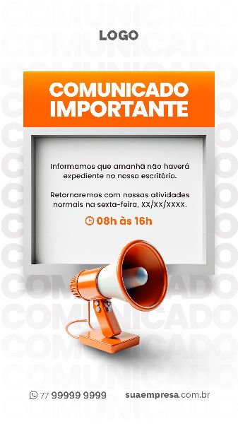 SOCIAL MEDIA PARA AVISOS E COMUNICADOS - LARANJA