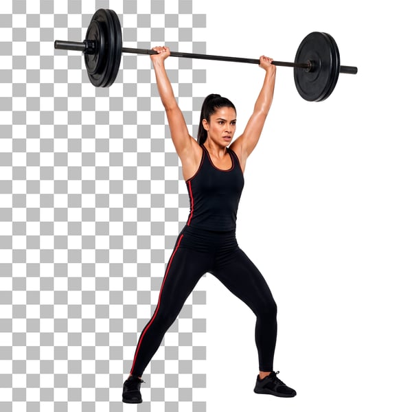 MULHER COM ROUPA DE ACADEMIA LEVANTANDO BARRA PSD EDITÁVEL