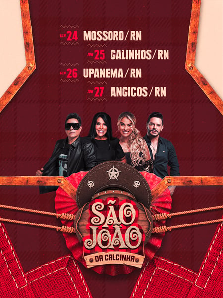FLYER AGENDA SEMANAL DE SÃO JOÃO CALCINHA PRETA FEED PSD EDITÁVEL