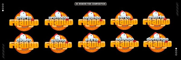 PACOTE SELO 3D DIAS DO FRANGO