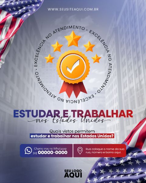 FEED VERTICAL - VISTO AMERICANO | INTERCÂMBIO | PSD EDITÁVEL