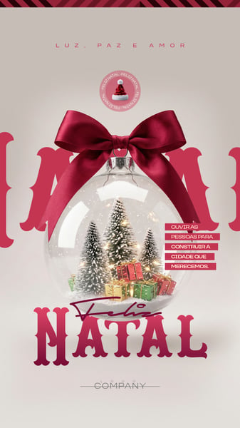 FELIZ NATAL BOLA DE CRISTAL E PRESENTES SOCIAL MEDIA FLYER PSD EDITÁVEL STORY