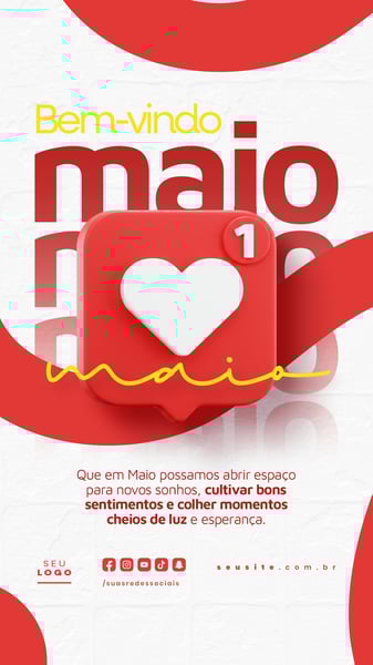 BEM VINDO MAIO SAUDAÇÃO MÊS SOCIAL MEDIA POST EDITÁVEL STORY