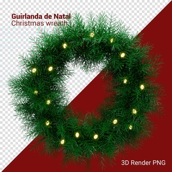 HCU GUIRLANDA DE NATAL 3D RENDER PNG PARA COMPOSIÇÃO (37)