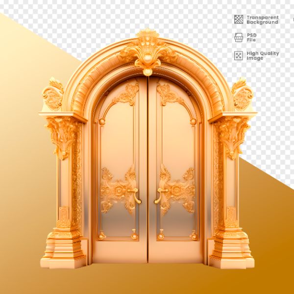 ELEMENTO 3D PORTA DOURADO E BRANCA