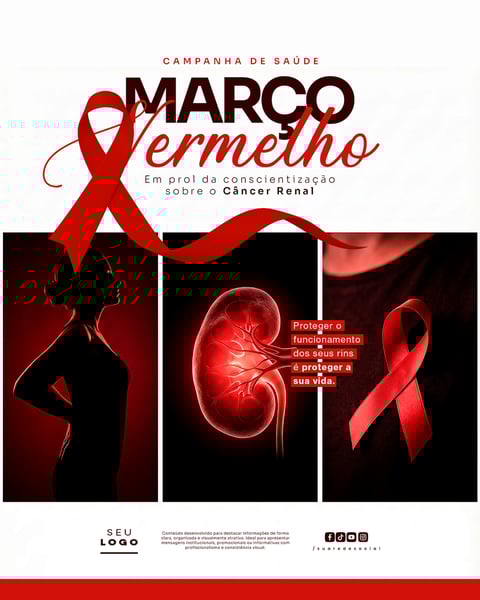 MARÇO VERMELHO CAMPANHA DE CONSCIENTIZAÇÃO SOBRE O CÂNCER RENAL E SAÚDE DOS RINS SOCIAL MEDIA PSD EDITÁVEL 4
