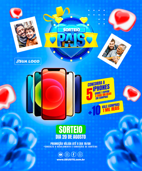 ENCARTE SORTEIO DOS PAIS DATA COMEMORATIVA REDES SOCIAIS