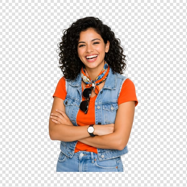 MULHER COM ROUPA LARANJA SEGURANDO UM CELULAR 07