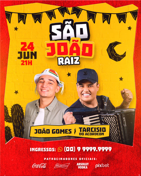 FLYER DE SÃO JOÃO PSD EDITÁVEL FEED SÃO JOÃO RAIZ