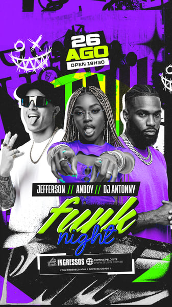 FLYER ARTISTAS E EVENTOS FUNK NIGHT STORY