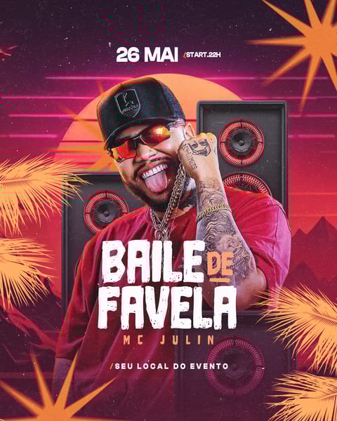 FLYER BAILE DE FAVELA FUNK PSD EDITÁVEL