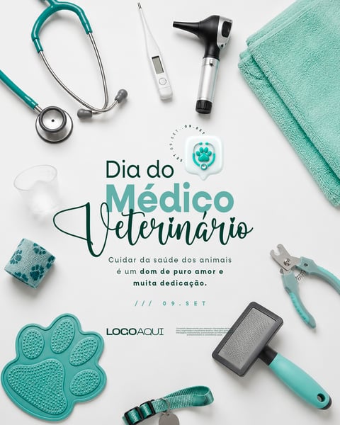 Dia do Médico Veterinário SAÚDE ANIMAL SOCIAL MEDIA FLYER PSD EDITÁVEL