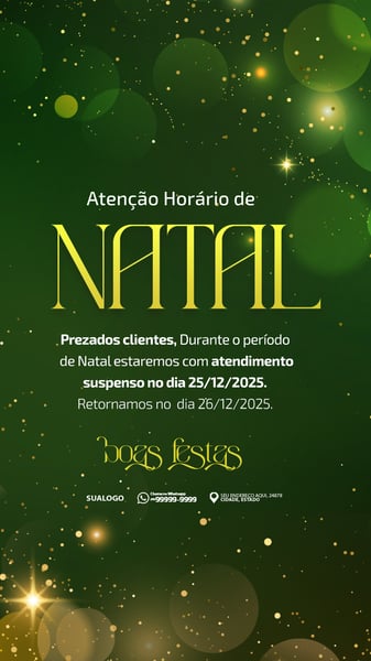 COMUNICADO DE NATAL AVISO ANÚNCIO RECESSO FERIADO 12