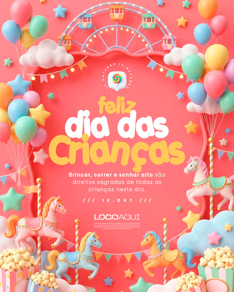 DIA DAS CRIANÇAS PARQUE DE DIVERSÕES SOCIAL MEDIA FLYER PSD EDITÁVEL