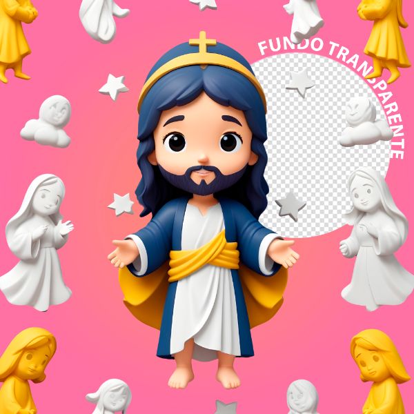 PERSONAGEM 3D DE JESUS CRISTO COM FUNDO TRANSPARENTE