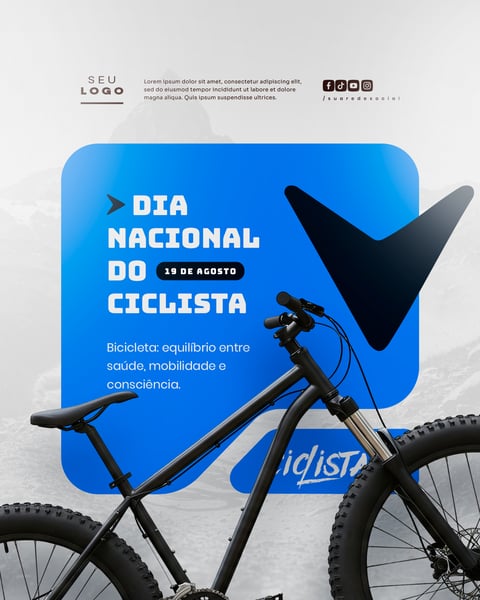 Dia Nacional do Ciclista 19 de Agosto Social Media PSd Editável
