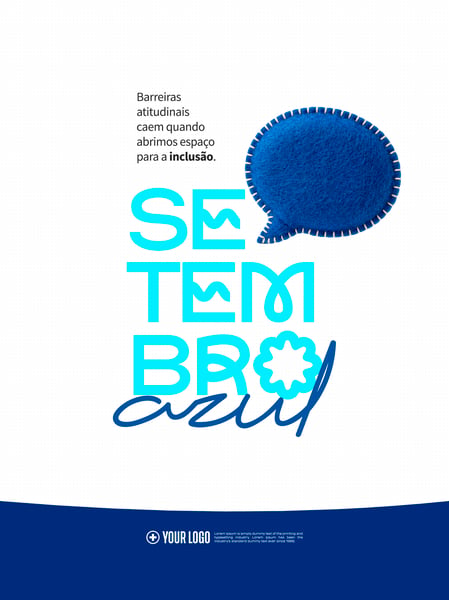 SETEMBRO AZUL SURDOS INCLUSÃO SOCIAL MEDIA PSD EDITÁVEL