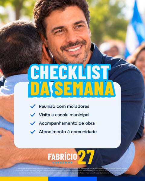 Template Post Político Checklist Agenda Semanal Vereador E Candidato Social Media PSD Editável