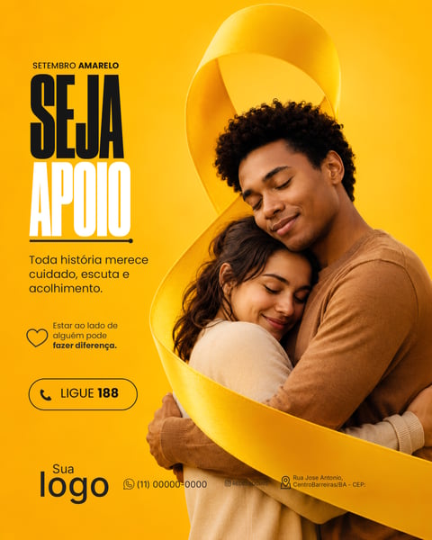 SETEMBRO AMARELO MÊS DE PREVENÇÃO AO SUICÍDIO SOCIAL MEDIA PSD EDITÁVEL 3
