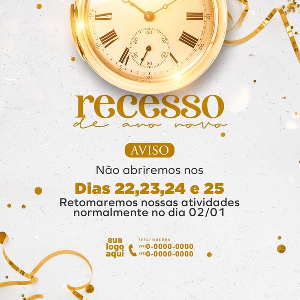 AVISO HORÁRIO DE FUNCIONAMENTO RECESSO DE ANO NOVO FEED
