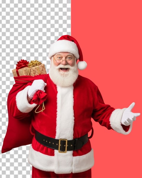 IMAGEM PARA COMPOSIÇÃO PAPAI NOEL COM SACO DE PRESENTES FELIZ PNG TRANSPARENTE