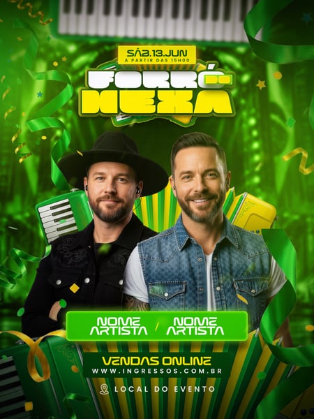 FLYER EVENTO FORRÓ DO HEXA FEED PSD EDITÁVEL