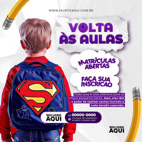 VOLTA ÀS AULAS | MATRÍCULAS ABERTAS | ESCOLA | PSD EDITÁVEL
