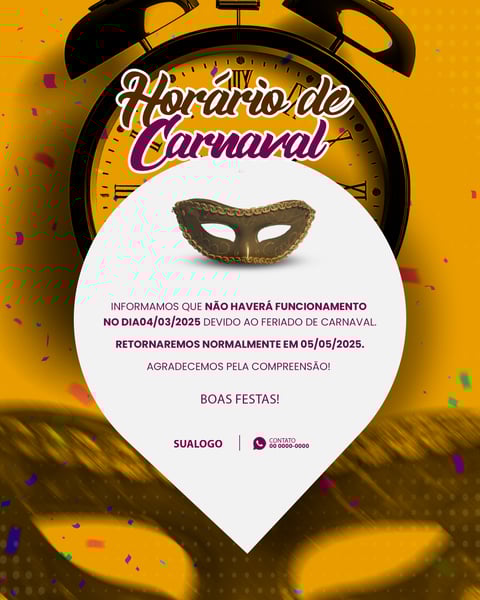 YXK NOSSO HORARIO DE FUNCIONAMENTO NO CARNAVAL 2